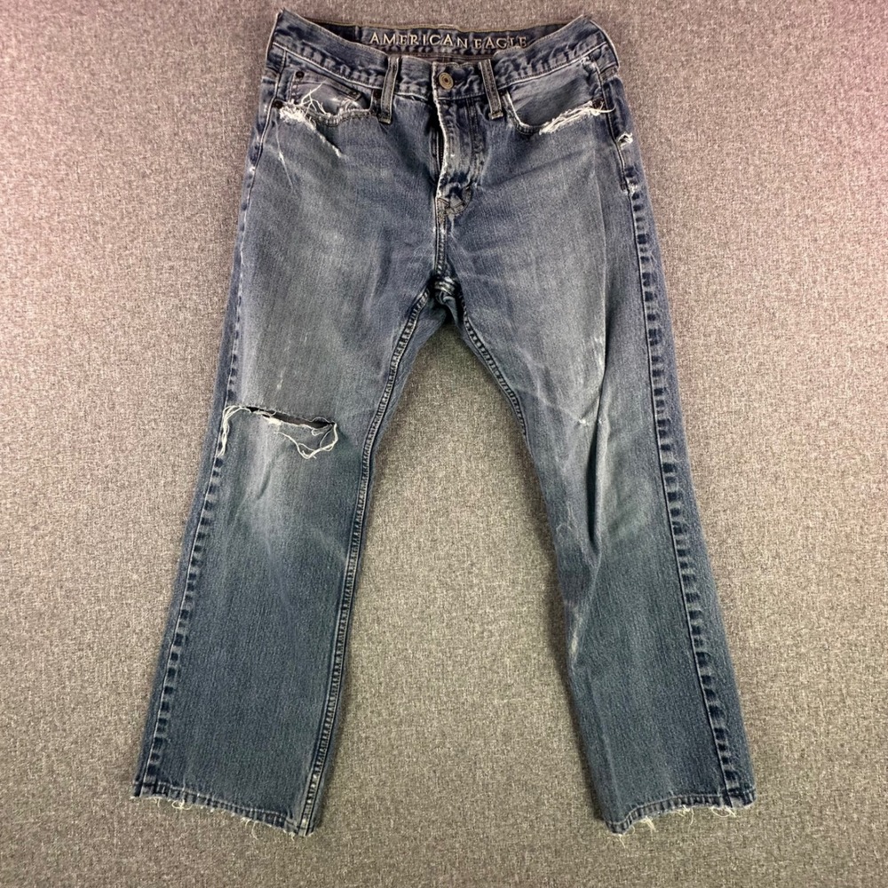 American Eagle Jeans Mens 30/30 Relaxed Blue Distressed 2979-159-06/10/26